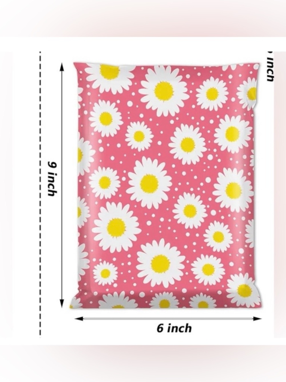 Polymailers 6” x 9” Pink with Daisy Pattern 25 pack. - Picture 1 of 1